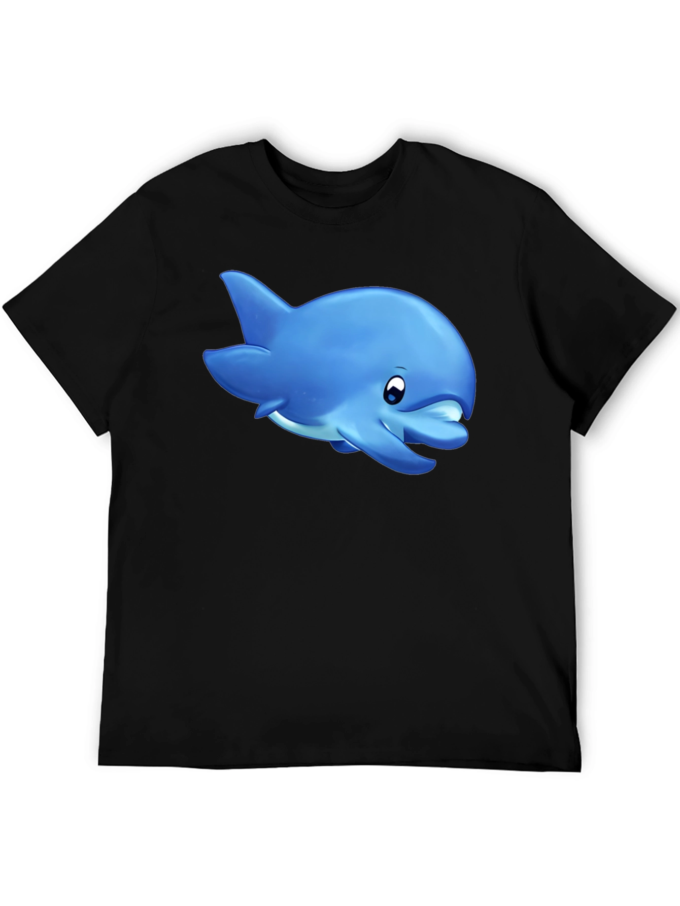 Cute Dolphin Graphic Tee - Black