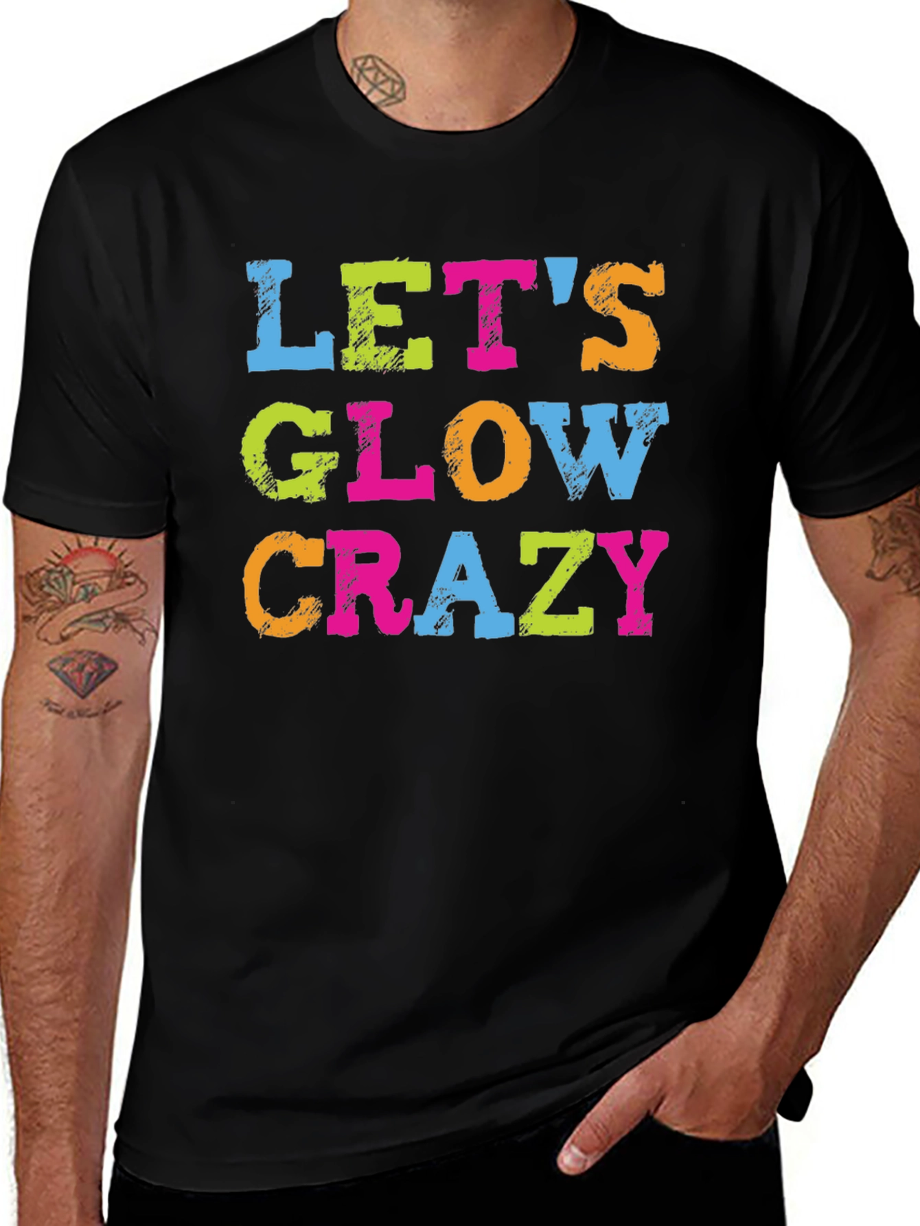 Lets Glow Crazy Graphic Tee - Trendy Party Shirt