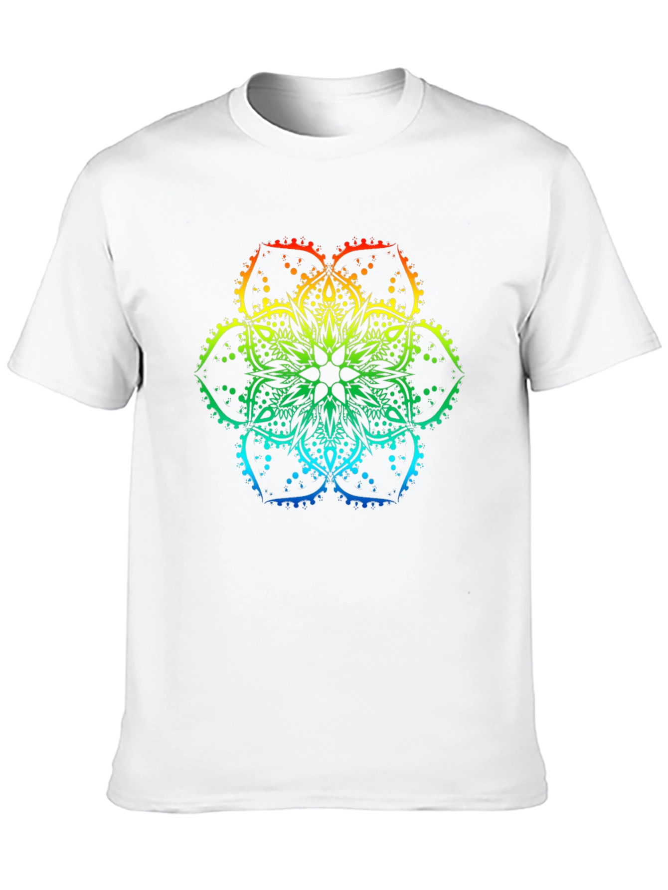 Rainbow Mandala Print Black T-Shirt