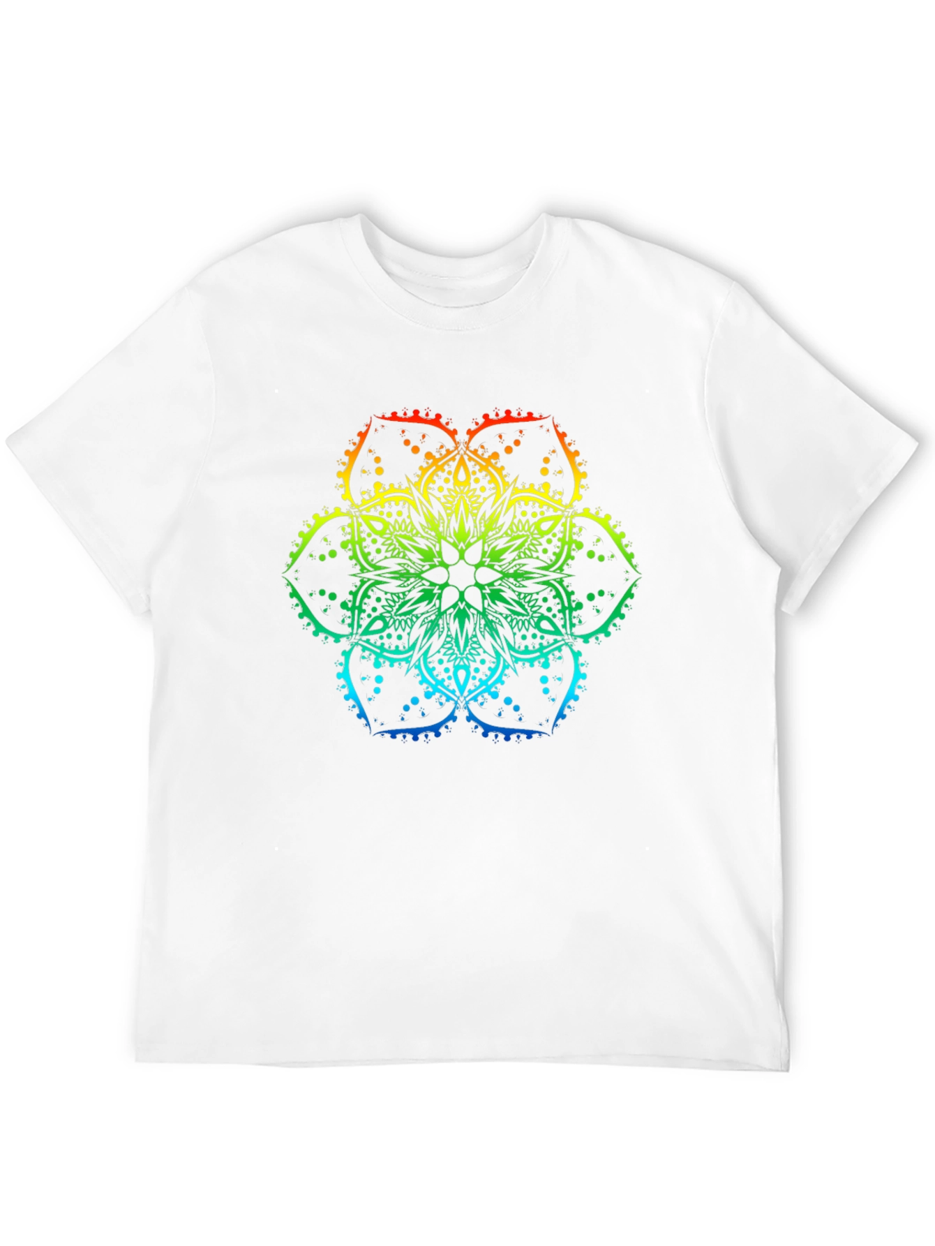 Rainbow Mandala Print Black T-Shirt