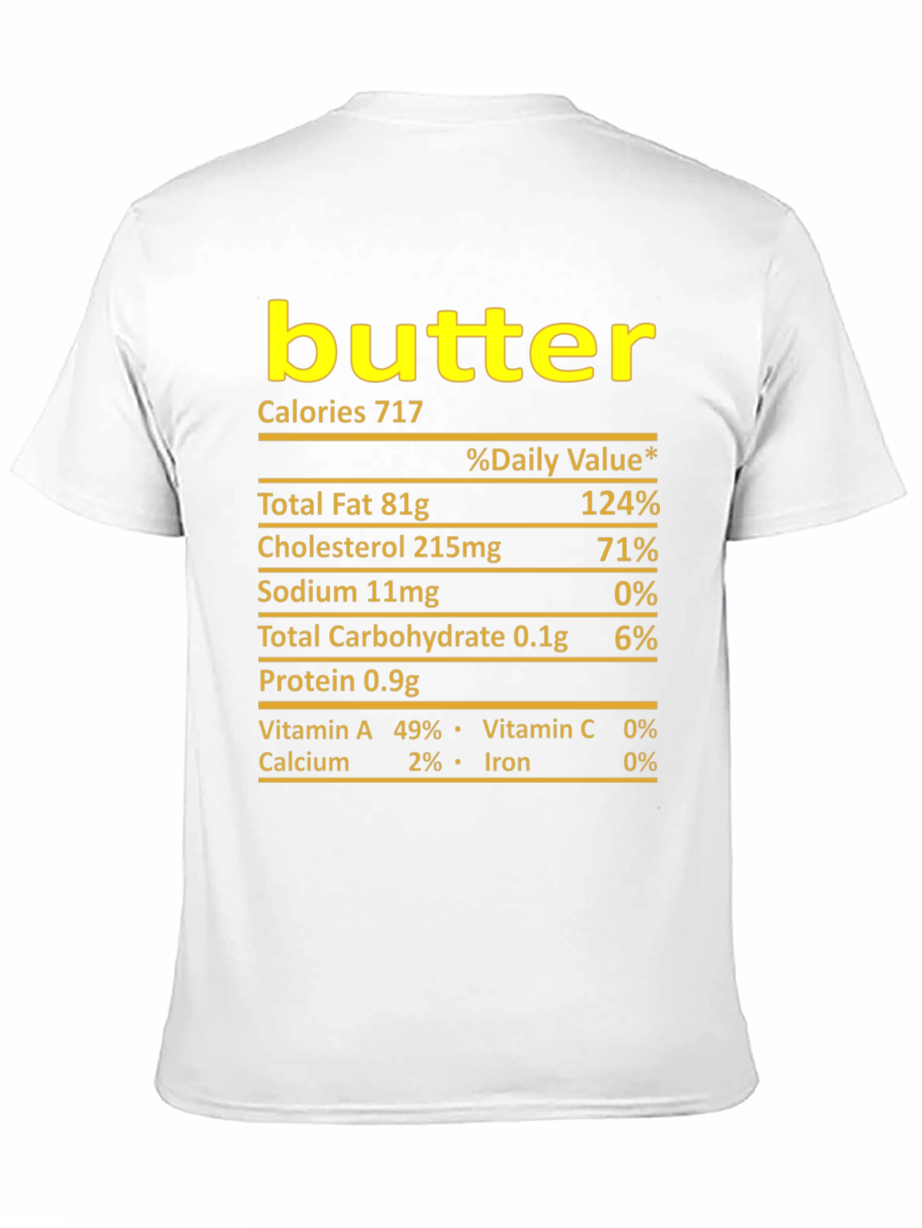 Humorous Butter Nutrition Facts Black T-Shirt