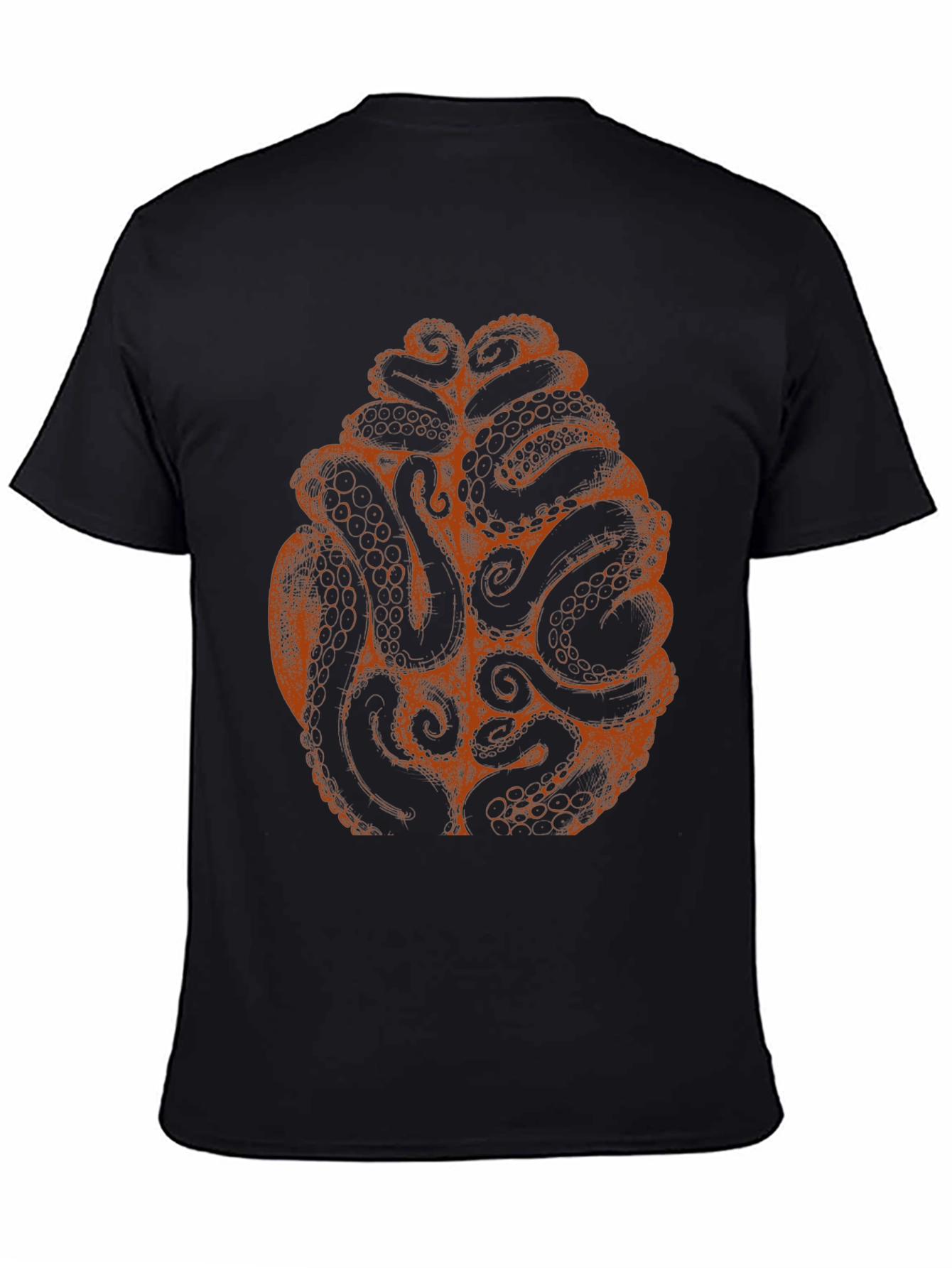Octopus Tentacle Brain Graphic Tee - Black