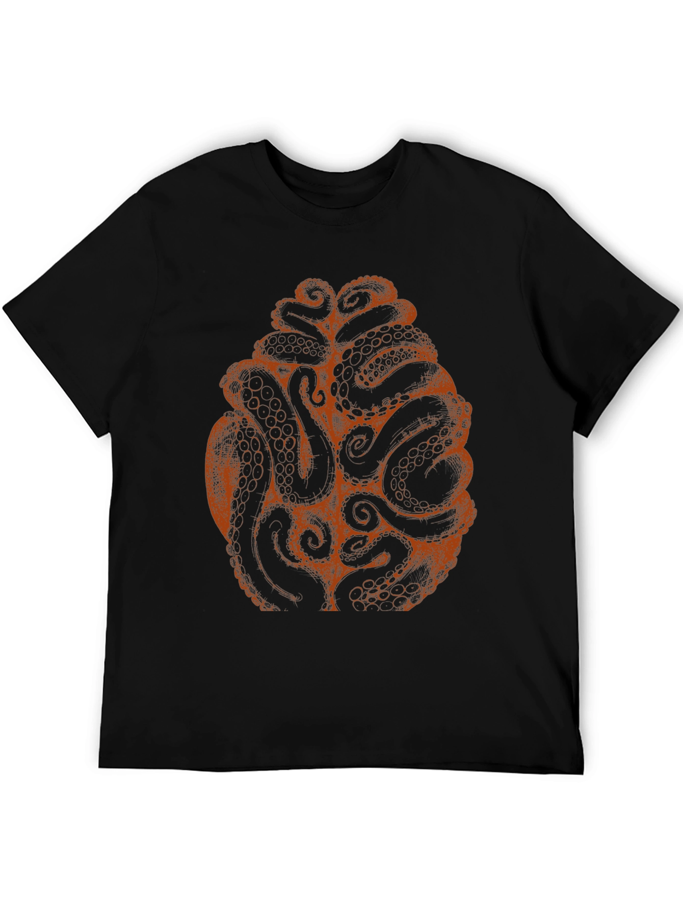 Octopus Tentacle Brain Graphic Tee - Black