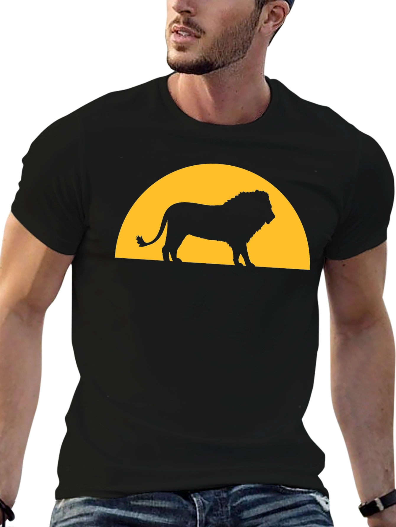 Lion Sunset Graphic Tee - Black T-Shirt