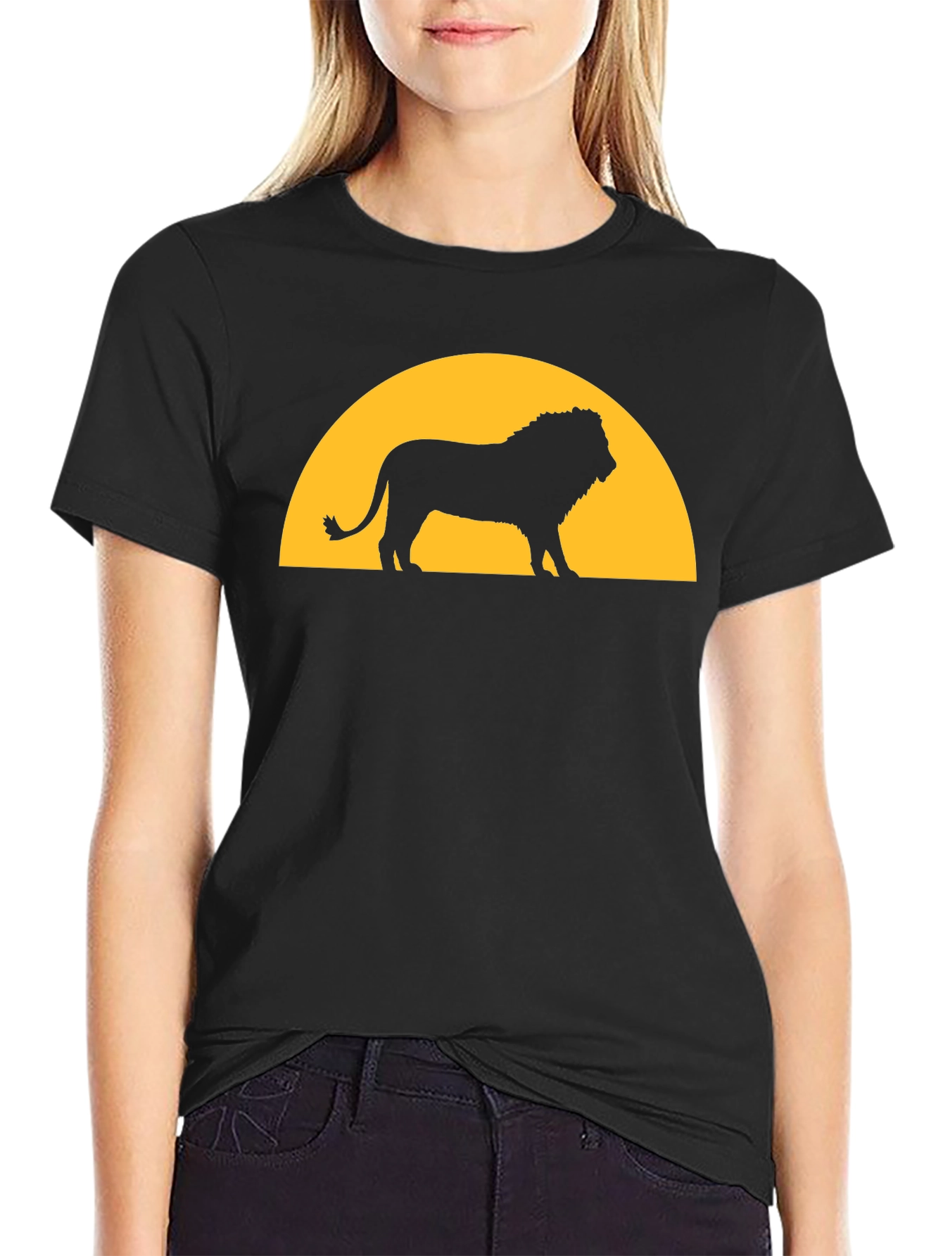 Lion Sunset Graphic Tee - Black T-Shirt