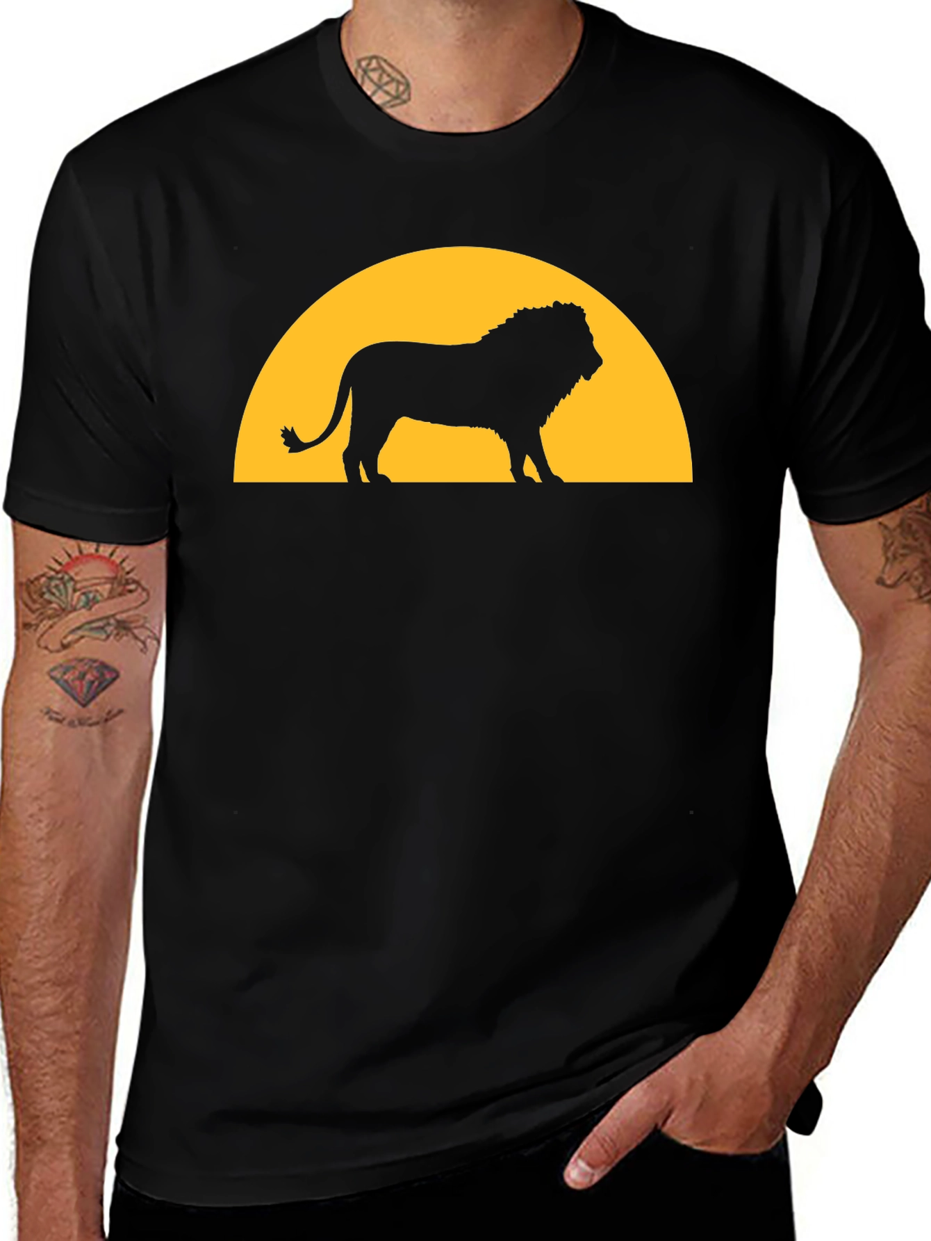 Lion Sunset Graphic Tee - Black T-Shirt