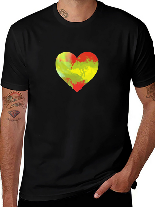 Heart Rasta Colors T-Shirt - Black