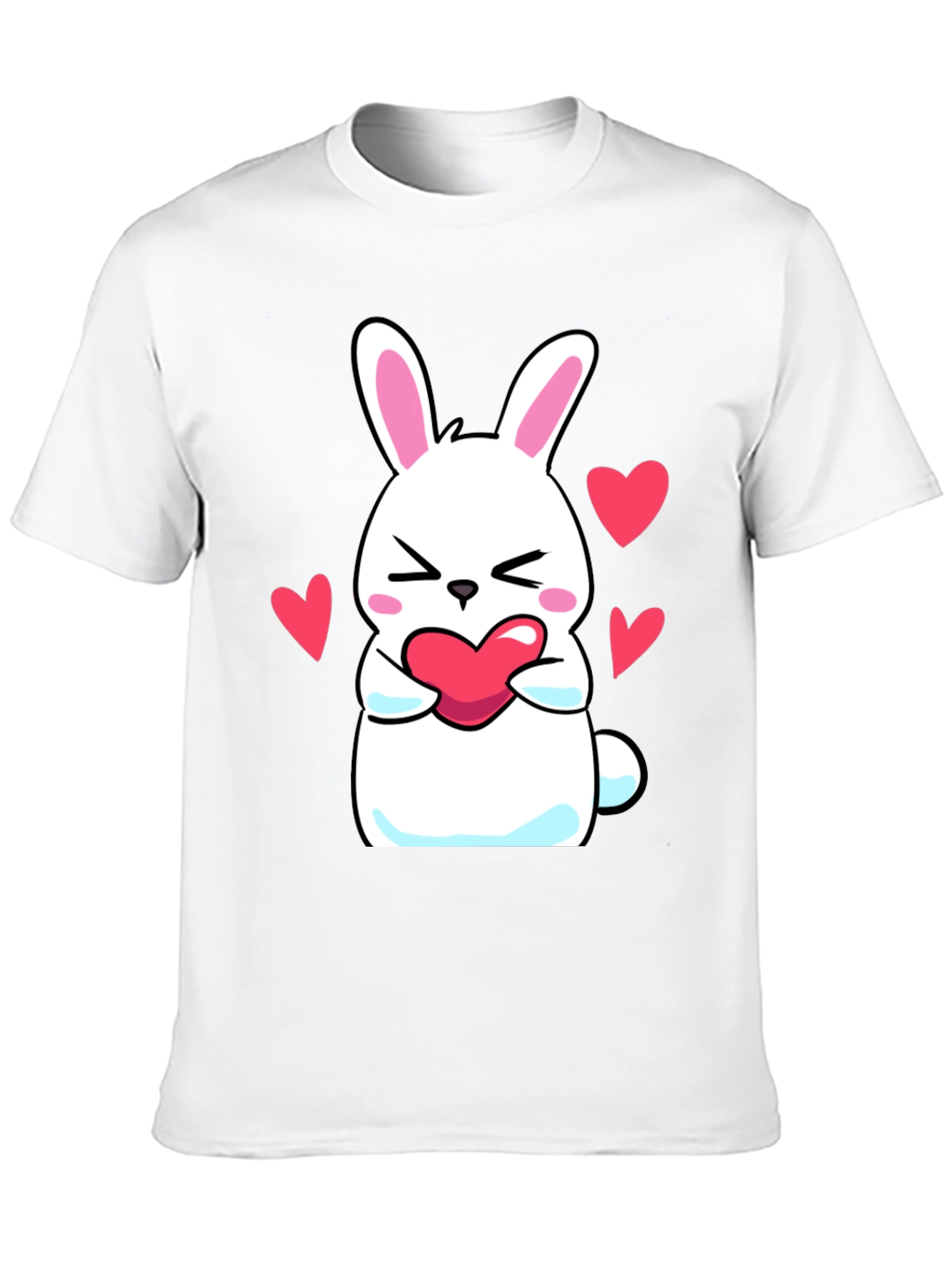 Cute Bunny Holding Heart Graphic T-Shirt