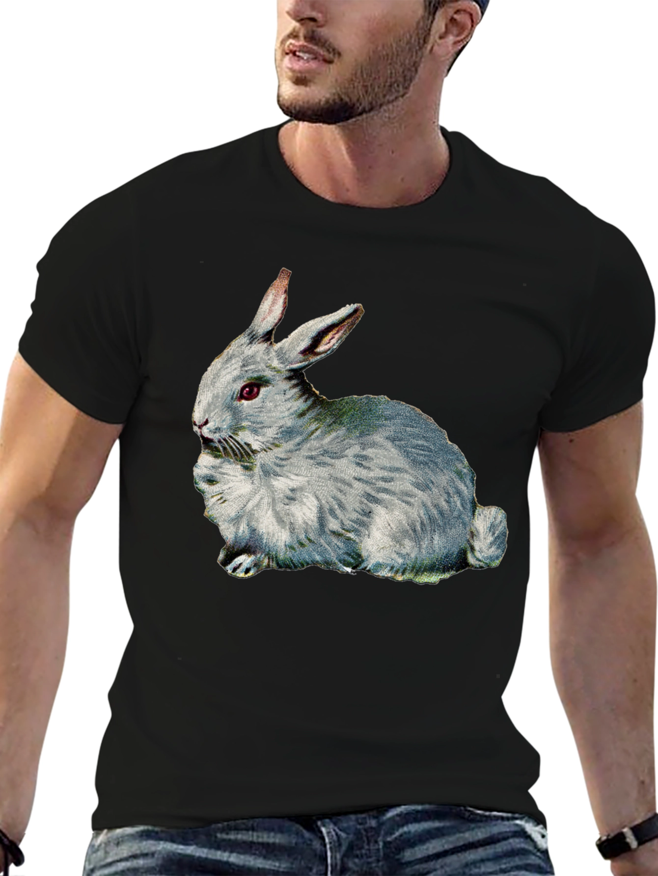 Rabbit Graphic T-Shirt - Black Casual Tee