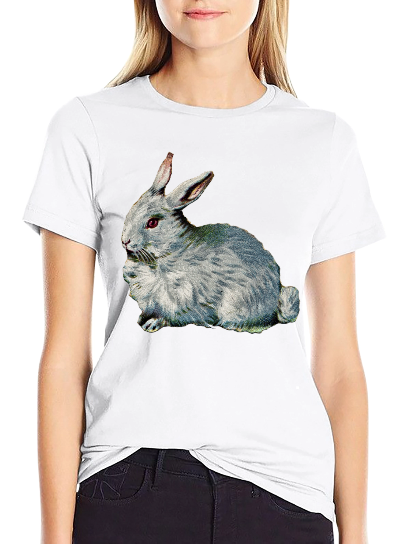 Rabbit Graphic T-Shirt - Black Casual Tee
