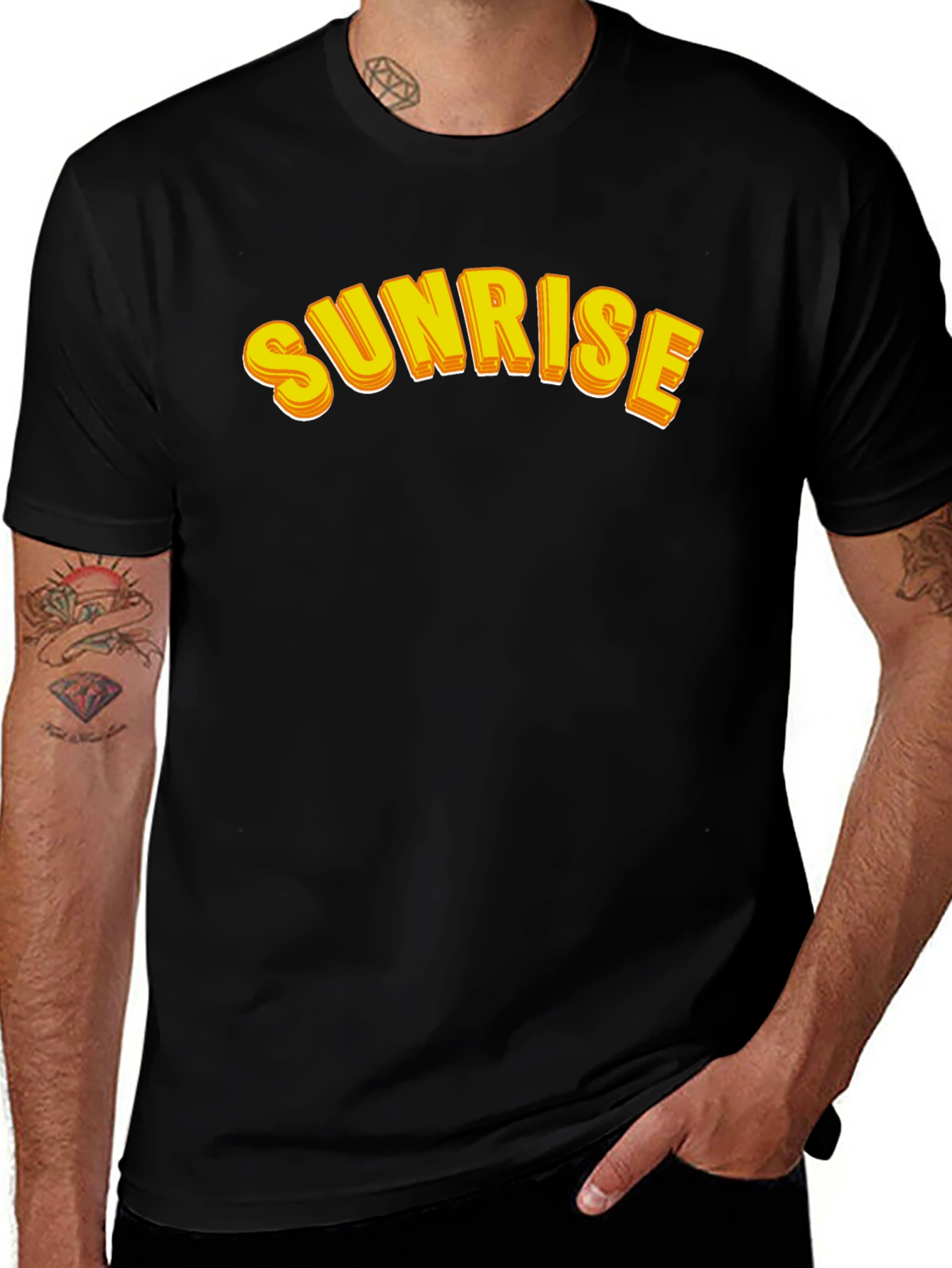Sunrise Graphic Tee - Black Cotton Casual Shirt