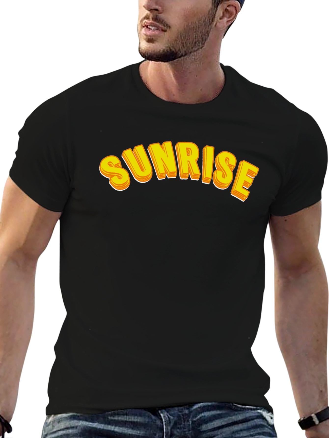 Sunrise Graphic Tee - Black Cotton Casual Shirt