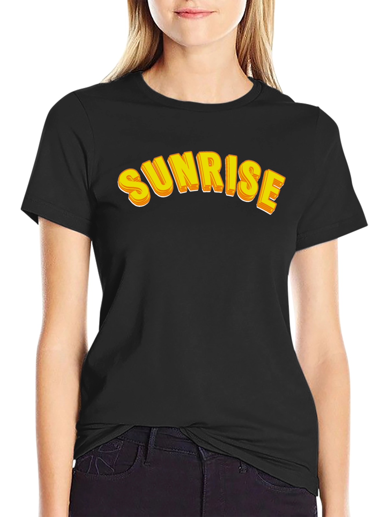 Sunrise Graphic Tee - Black Cotton Casual Shirt