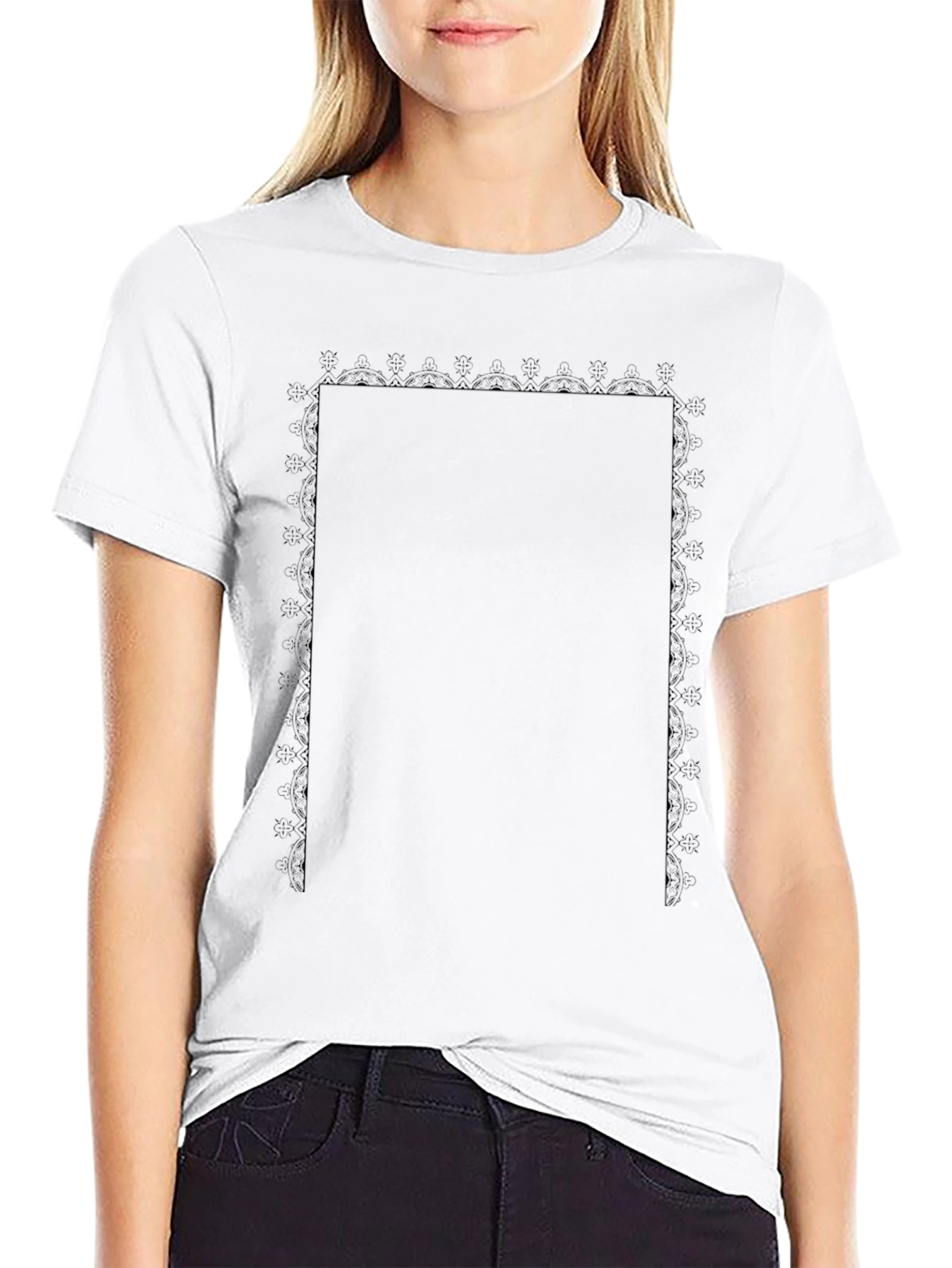 Classic Black Tee with Intricate Trim