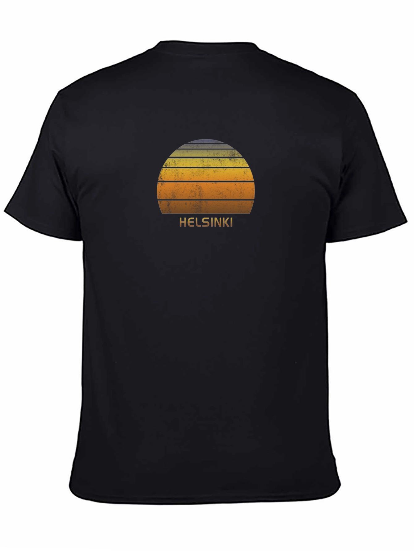 Retro Helsinki Sunset Graphic T-Shirt - Black