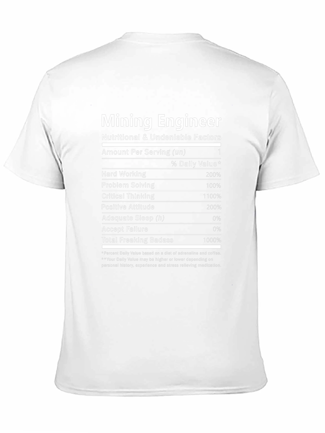 Mining Engineer Nutritional Facts T-Shirt