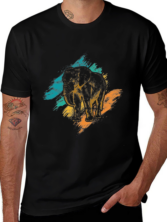 Elephant Graphic Print Black T-Shirt