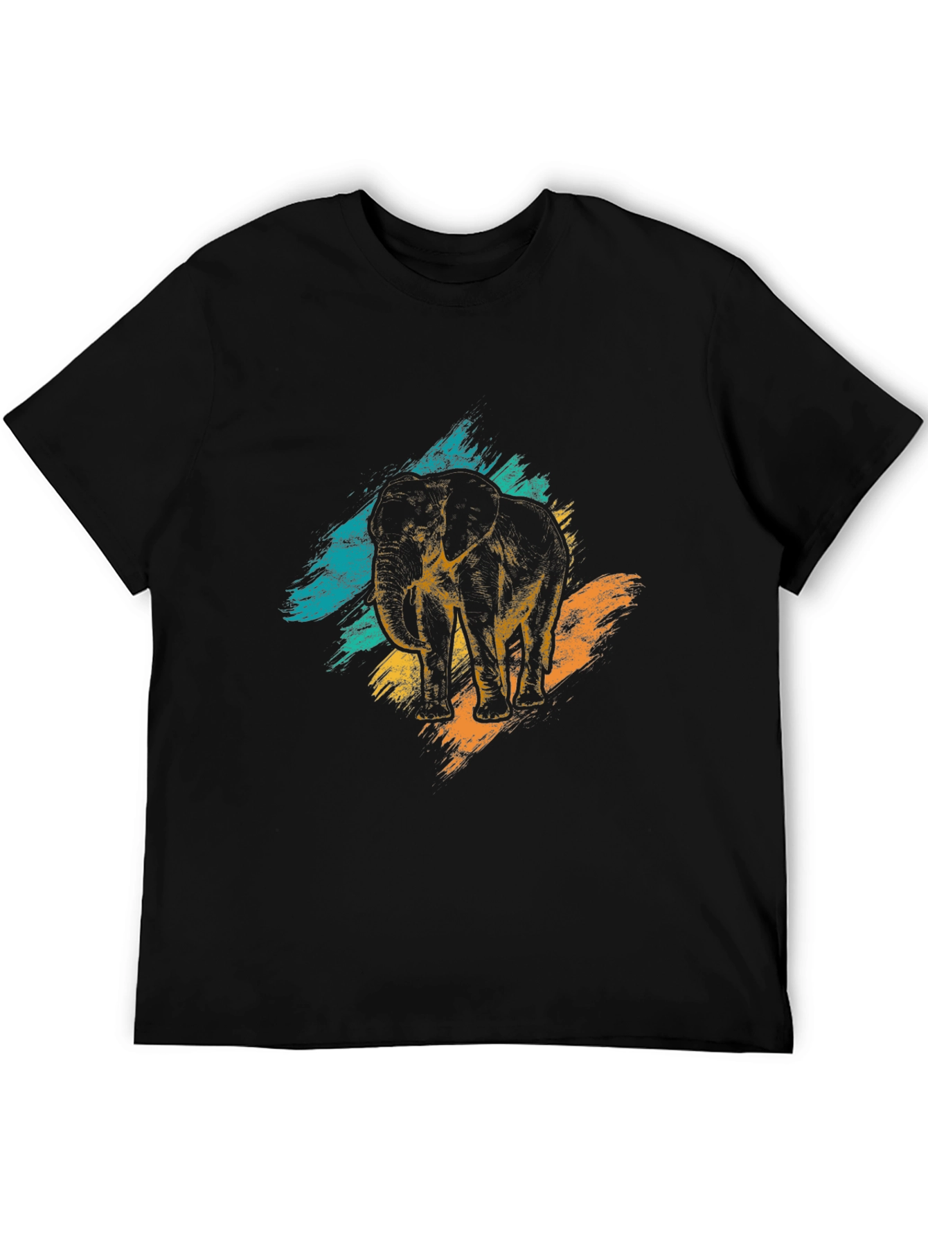 Elephant Graphic Print Black T-Shirt