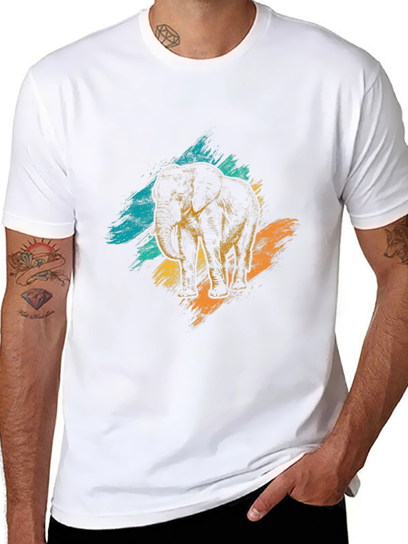 Elephant Graphic Print Black T-Shirt