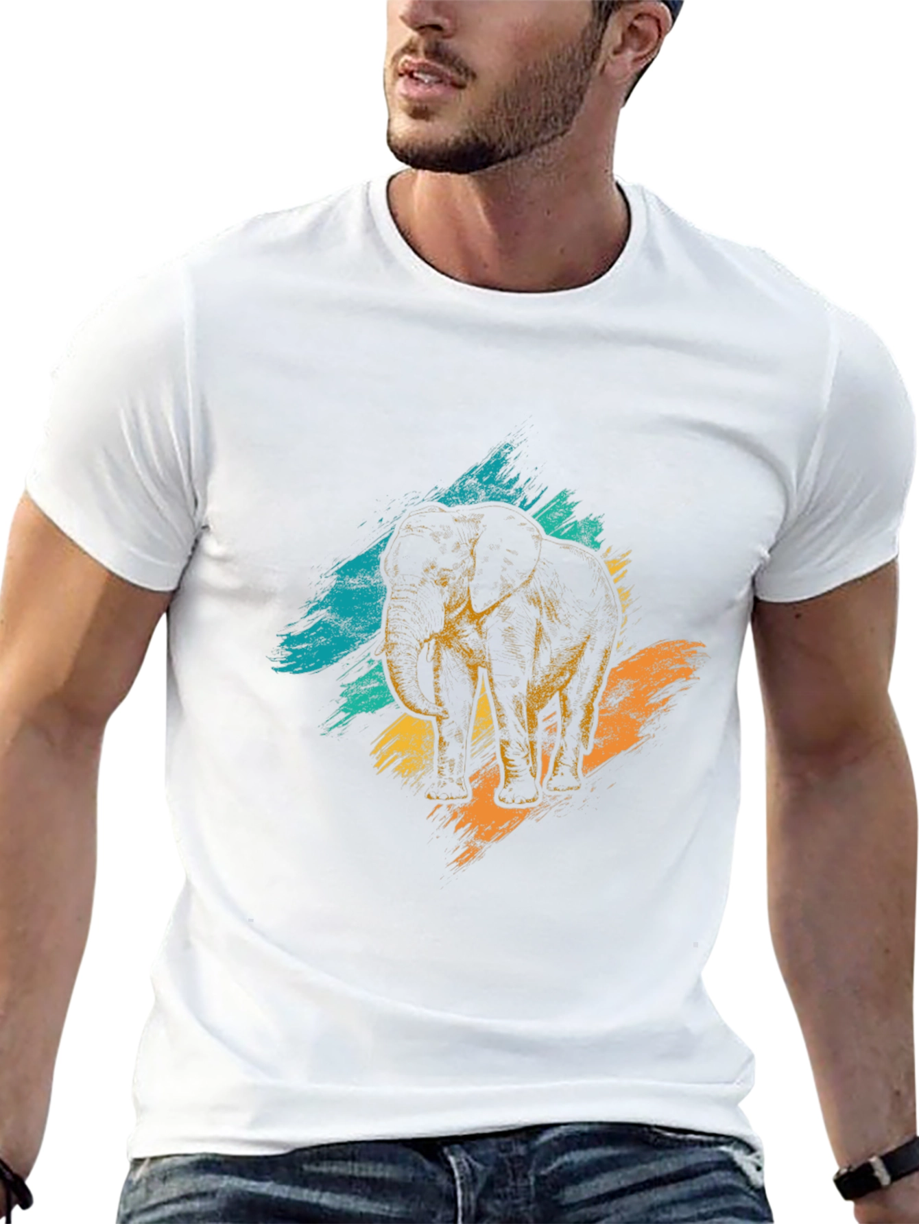 Elephant Graphic Print Black T-Shirt