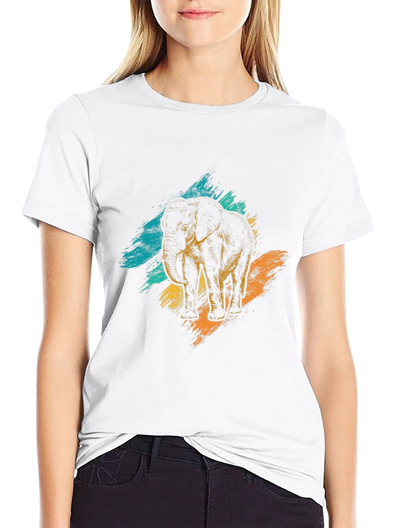 Elephant Graphic Print Black T-Shirt