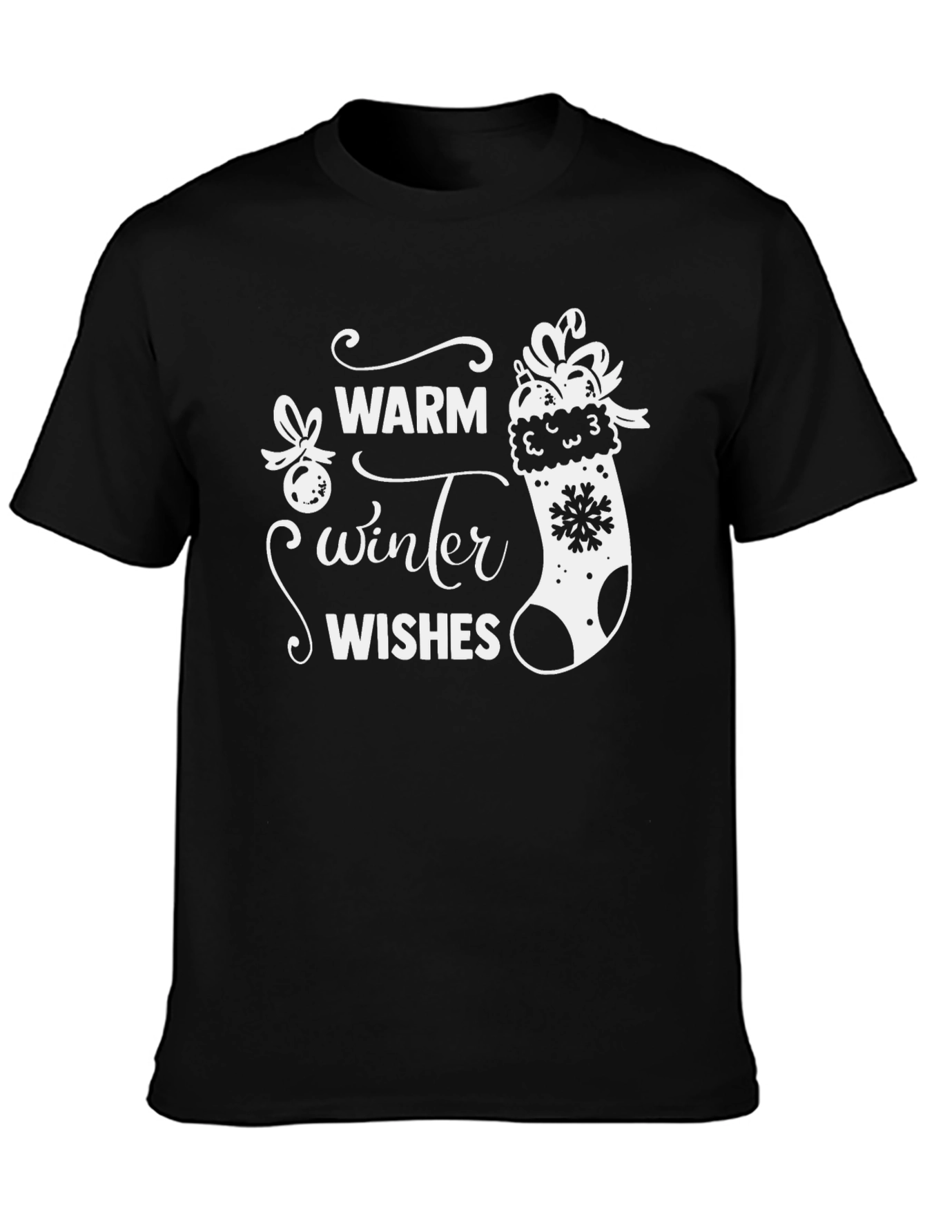 Warm Winter Wishes Black T-Shirt