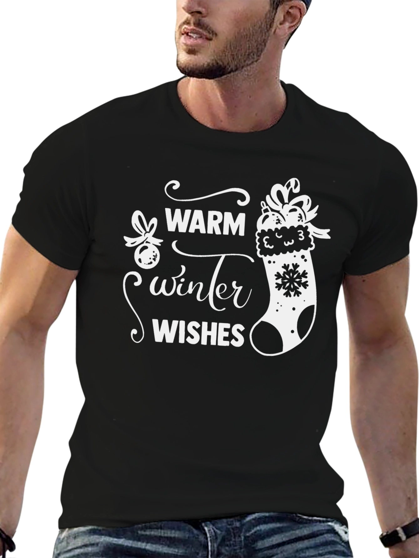 Warm Winter Wishes Black T-Shirt