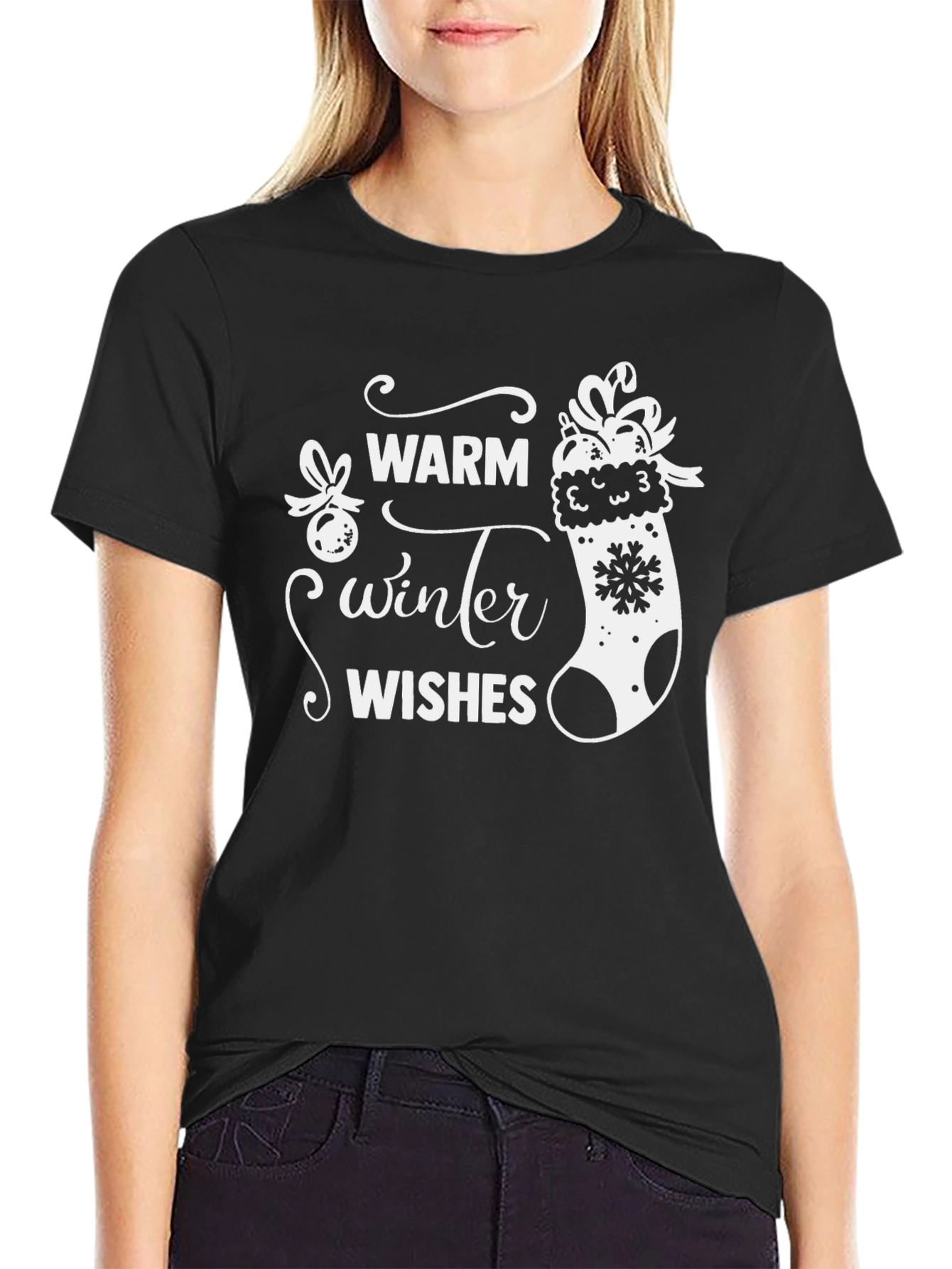 Warm Winter Wishes Black T-Shirt