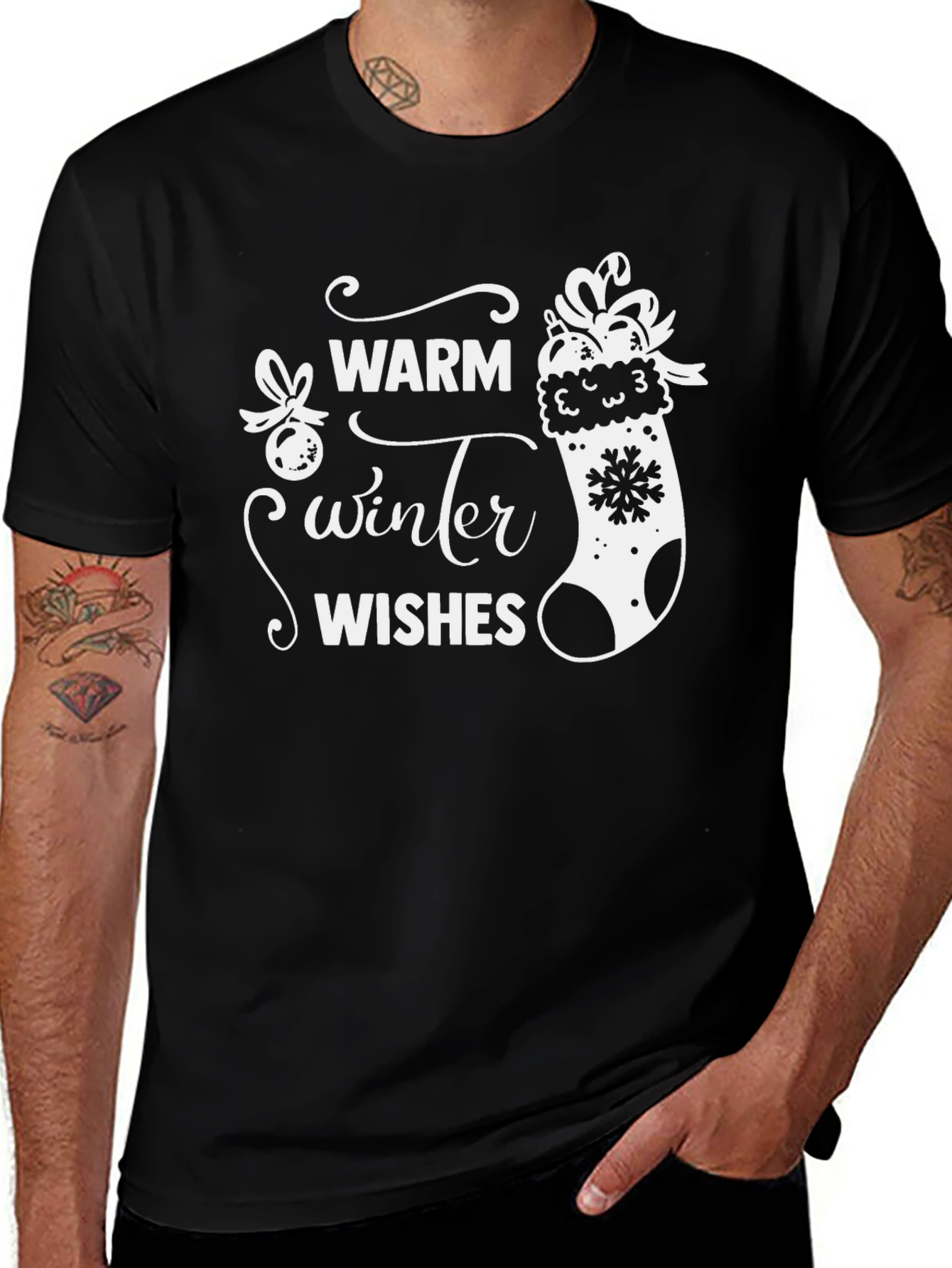 Warm Winter Wishes Black T-Shirt