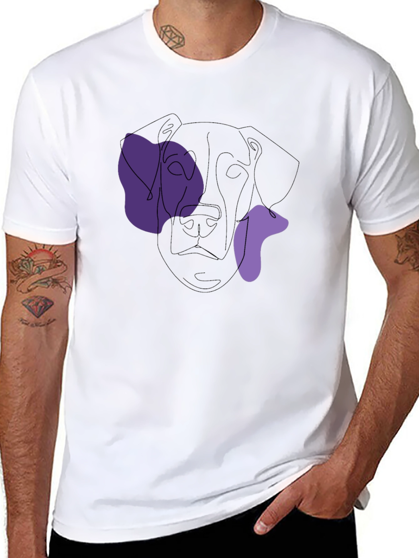 Abstract Dog Line Art Black T-Shirt