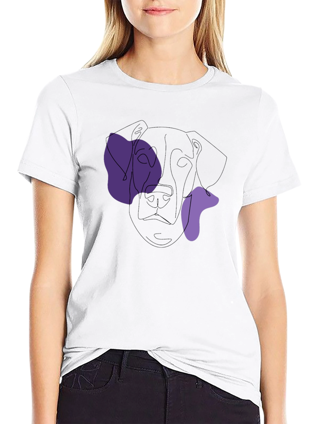 Abstract Dog Line Art Black T-Shirt