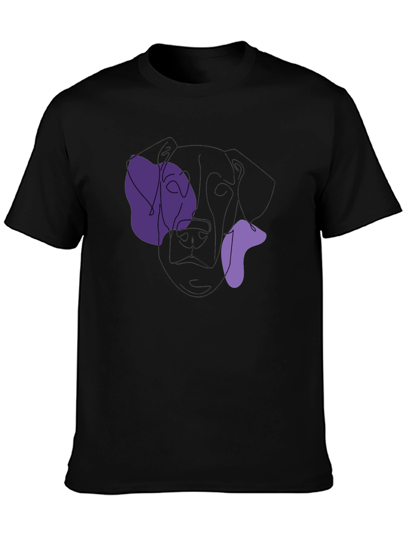 Abstract Dog Line Art Black T-Shirt