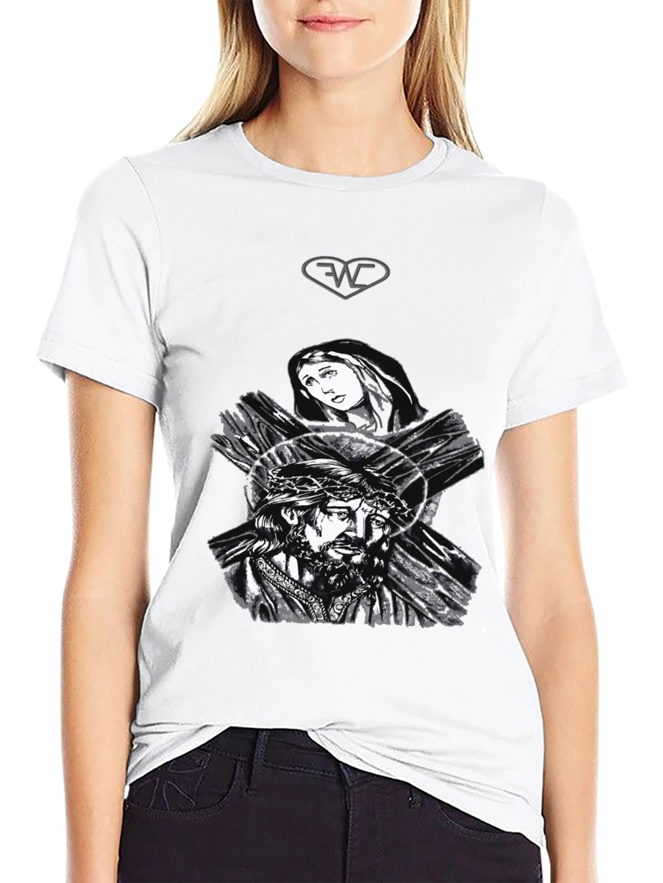Jesus & Mary Graphic T-Shirt - Classic Black Tee