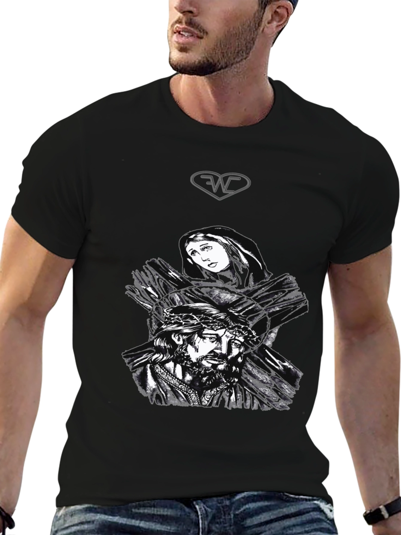 Jesus & Mary Graphic T-Shirt - Classic Black Tee