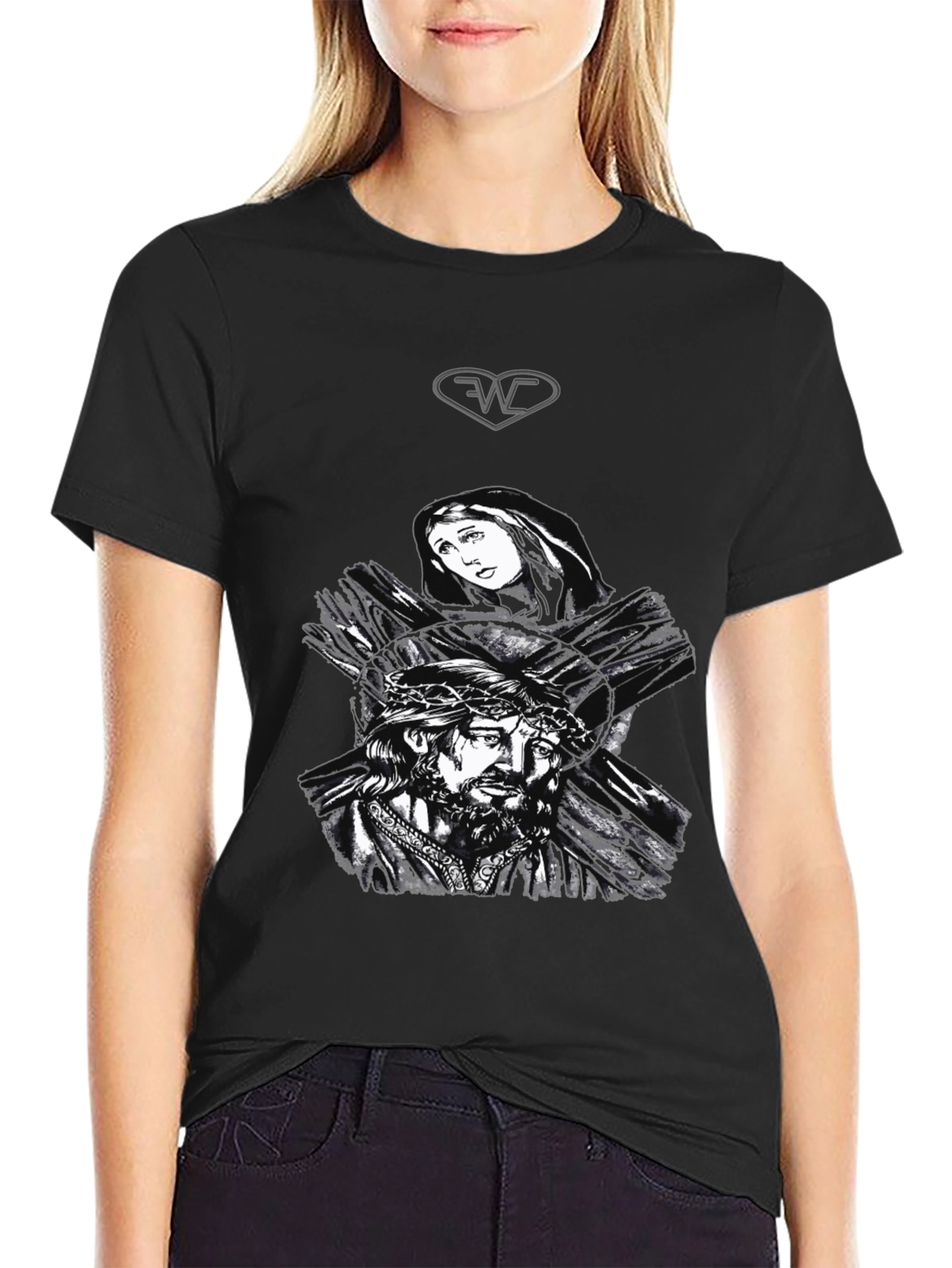 Jesus & Mary Graphic T-Shirt - Classic Black Tee