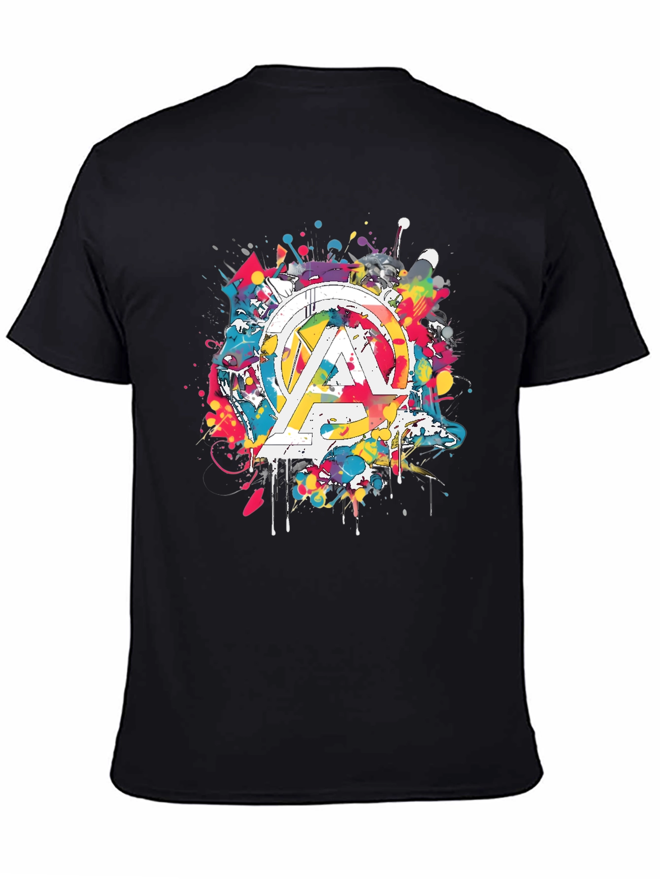 Avengers Splatter Graphic T-Shirt - Mens Black Tee