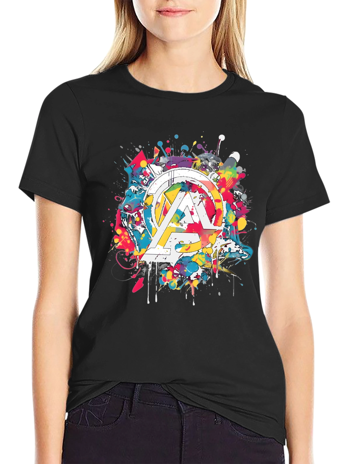 Avengers Splatter Graphic T-Shirt - Mens Black Tee