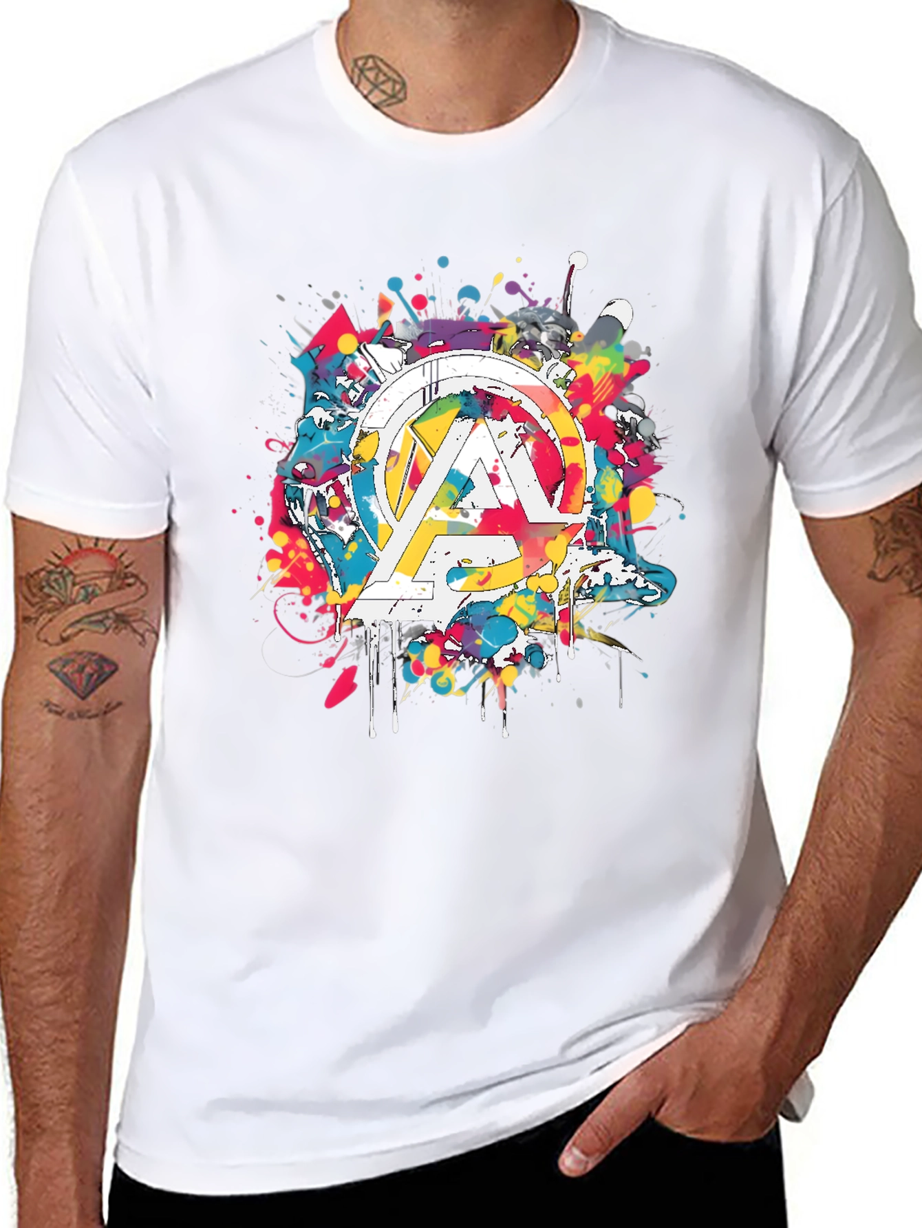 Avengers Splatter Graphic T-Shirt - Mens Black Tee
