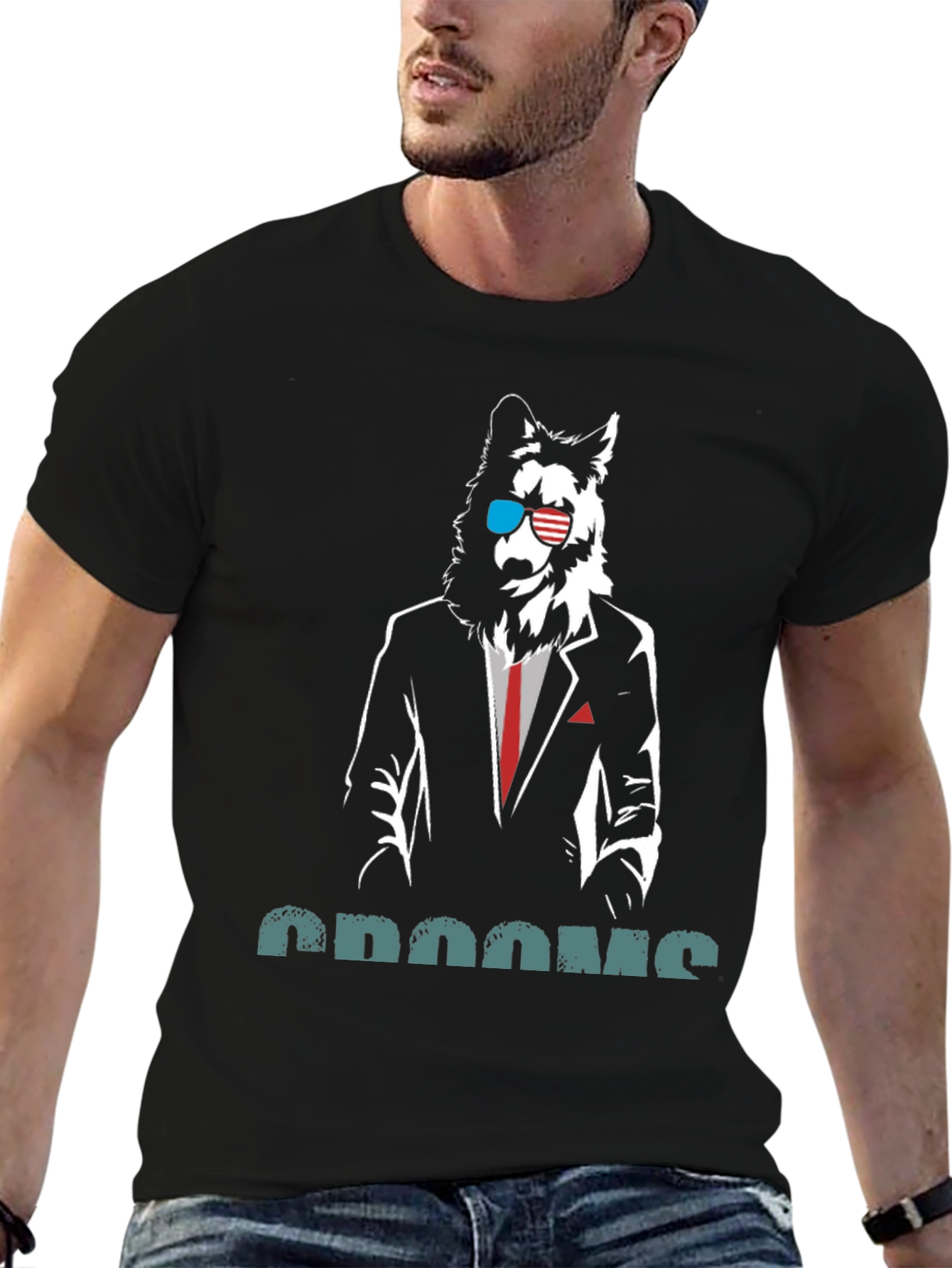 Cool Wolf in Suit T-Shirt
