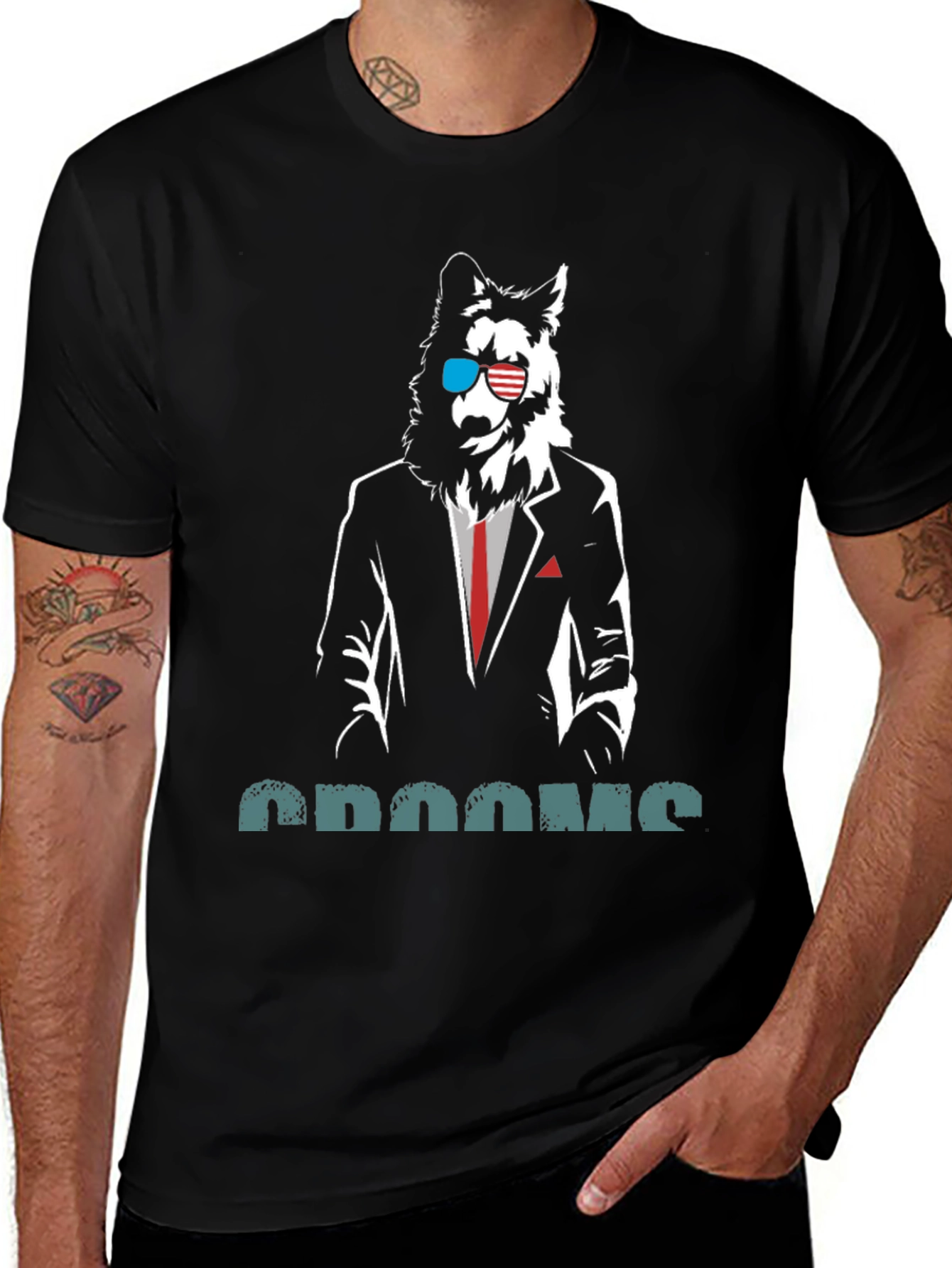 Cool Wolf in Suit T-Shirt