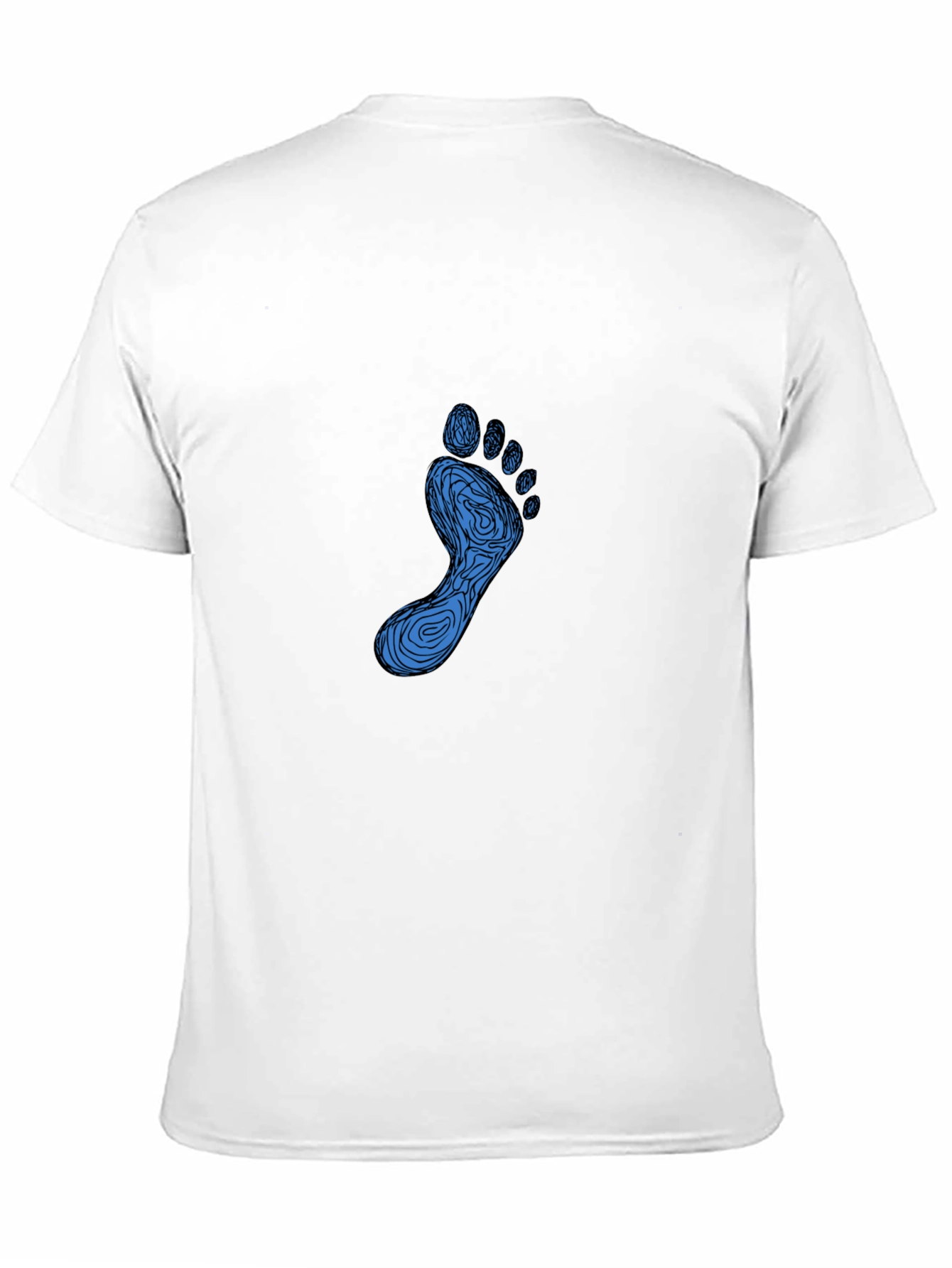 Mens Black T-Shirt with Blue Footprint Graphic
