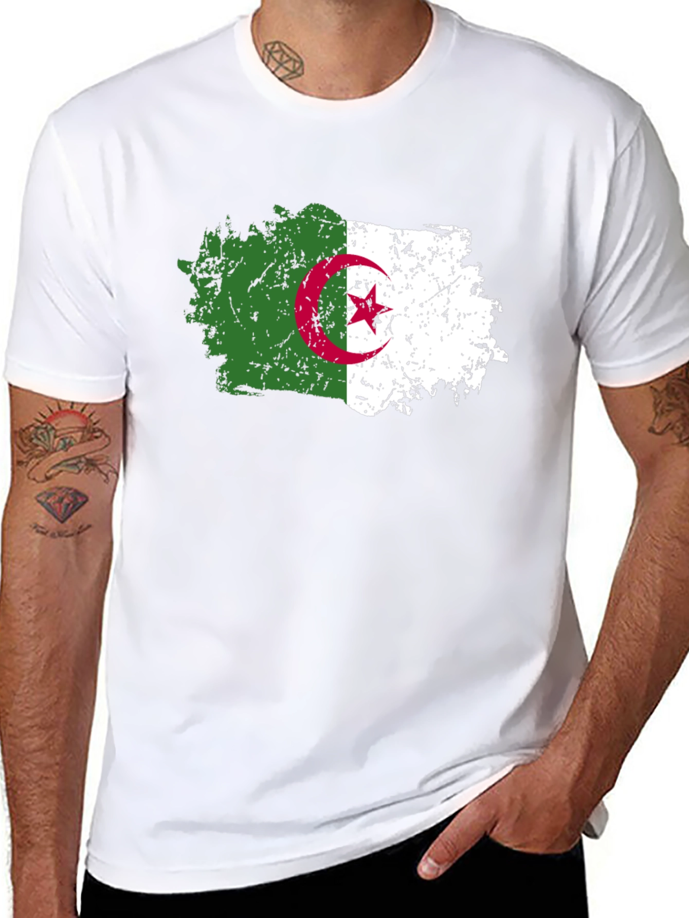 Algeria Flag T-Shirt - Distressed Design