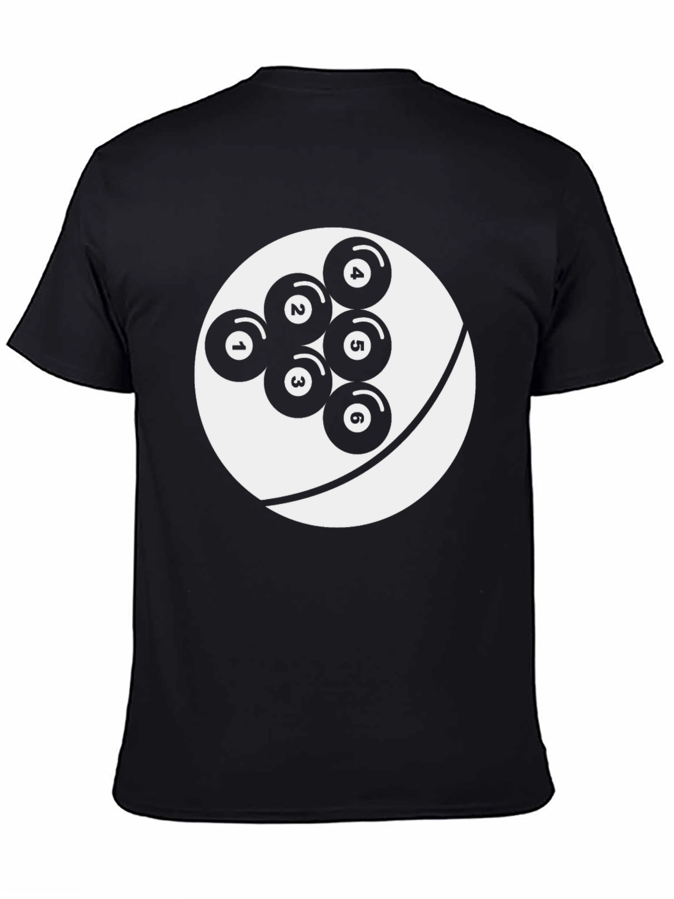 Cool Graphic Tee: Billiard Ball Design Black T-Shirt
