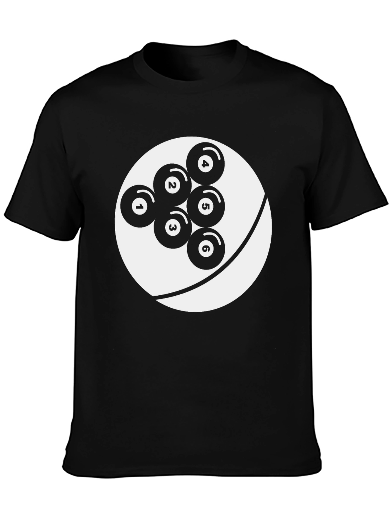 Cool Graphic Tee: Billiard Ball Design Black T-Shirt