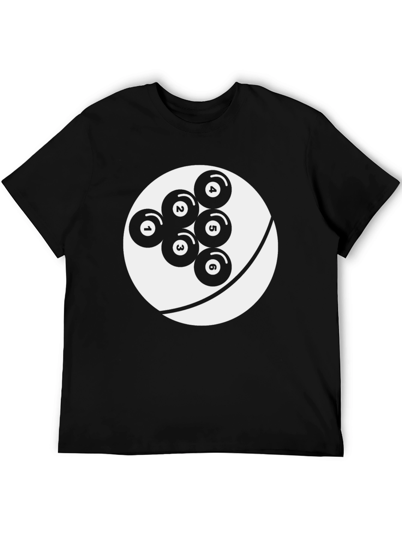 Cool Graphic Tee: Billiard Ball Design Black T-Shirt