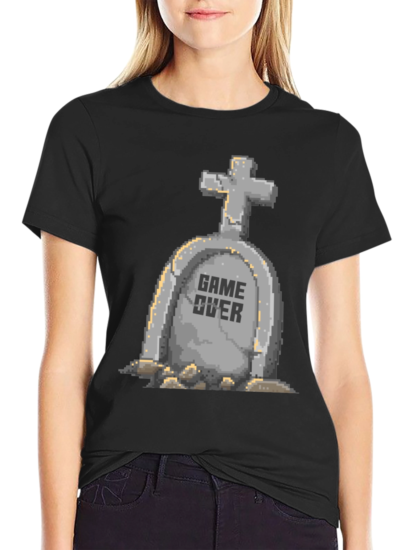 Game Over Pixel Art T-Shirt - Black