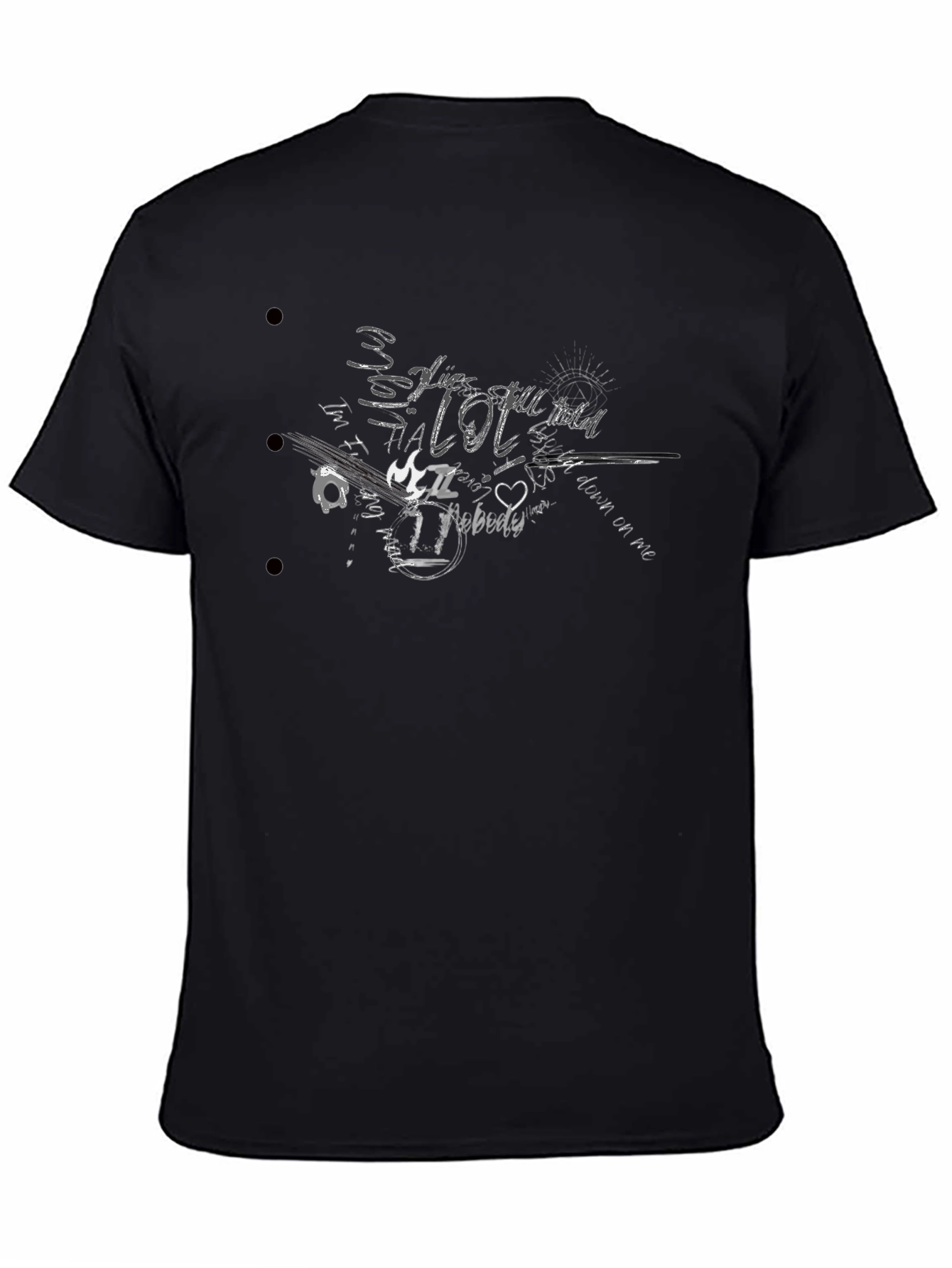 Graphic Print Black Crew Neck T-Shirt