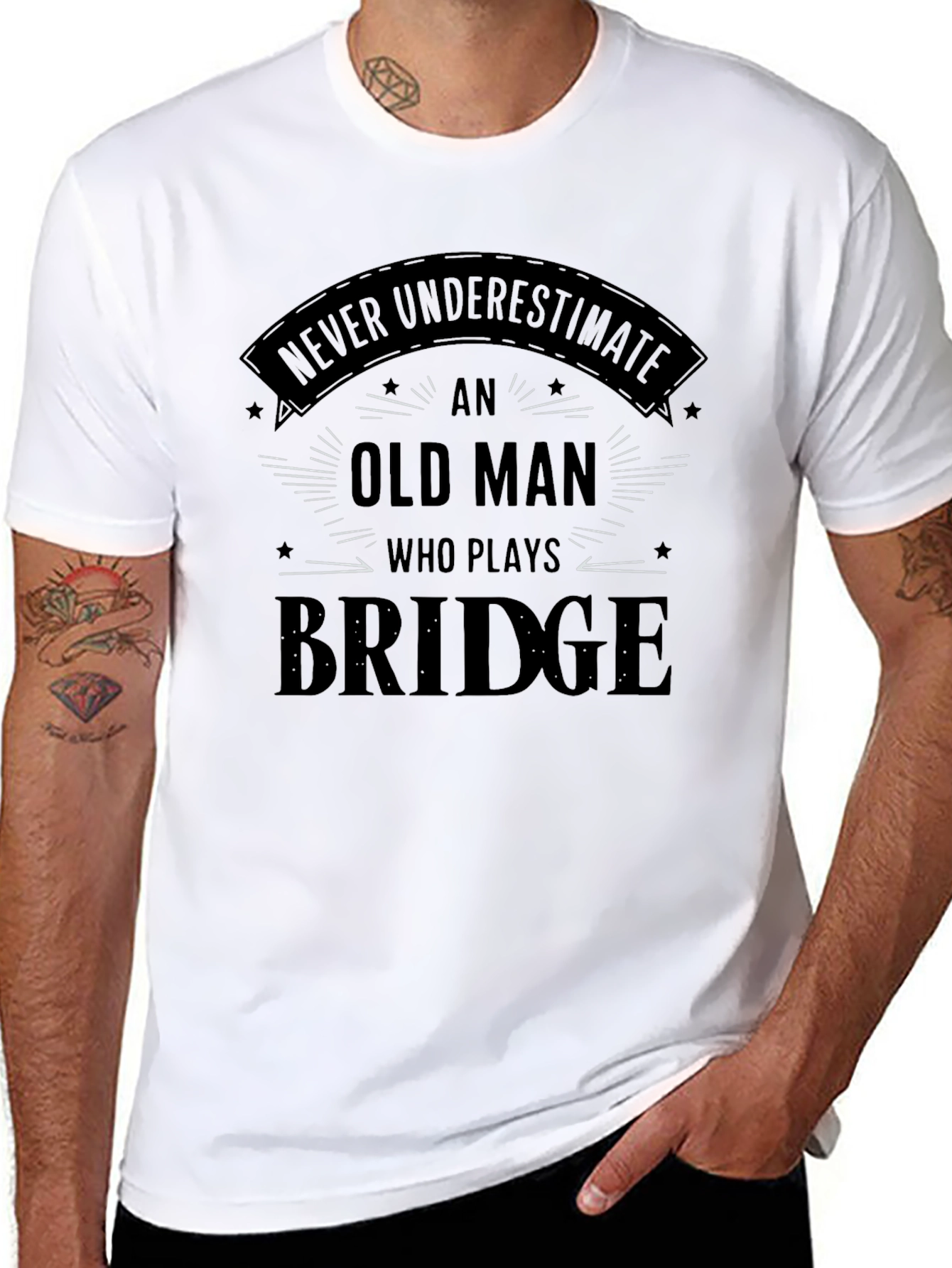 Never Underestimate An Old Man Bridge T-Shirt