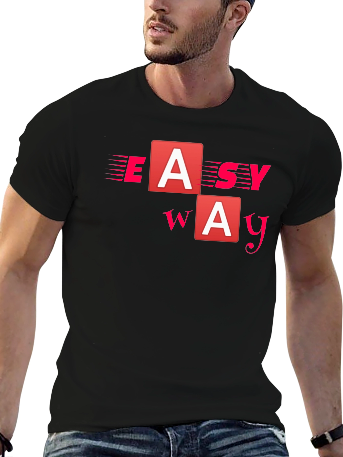 Easy Way Black Graphic T-Shirt