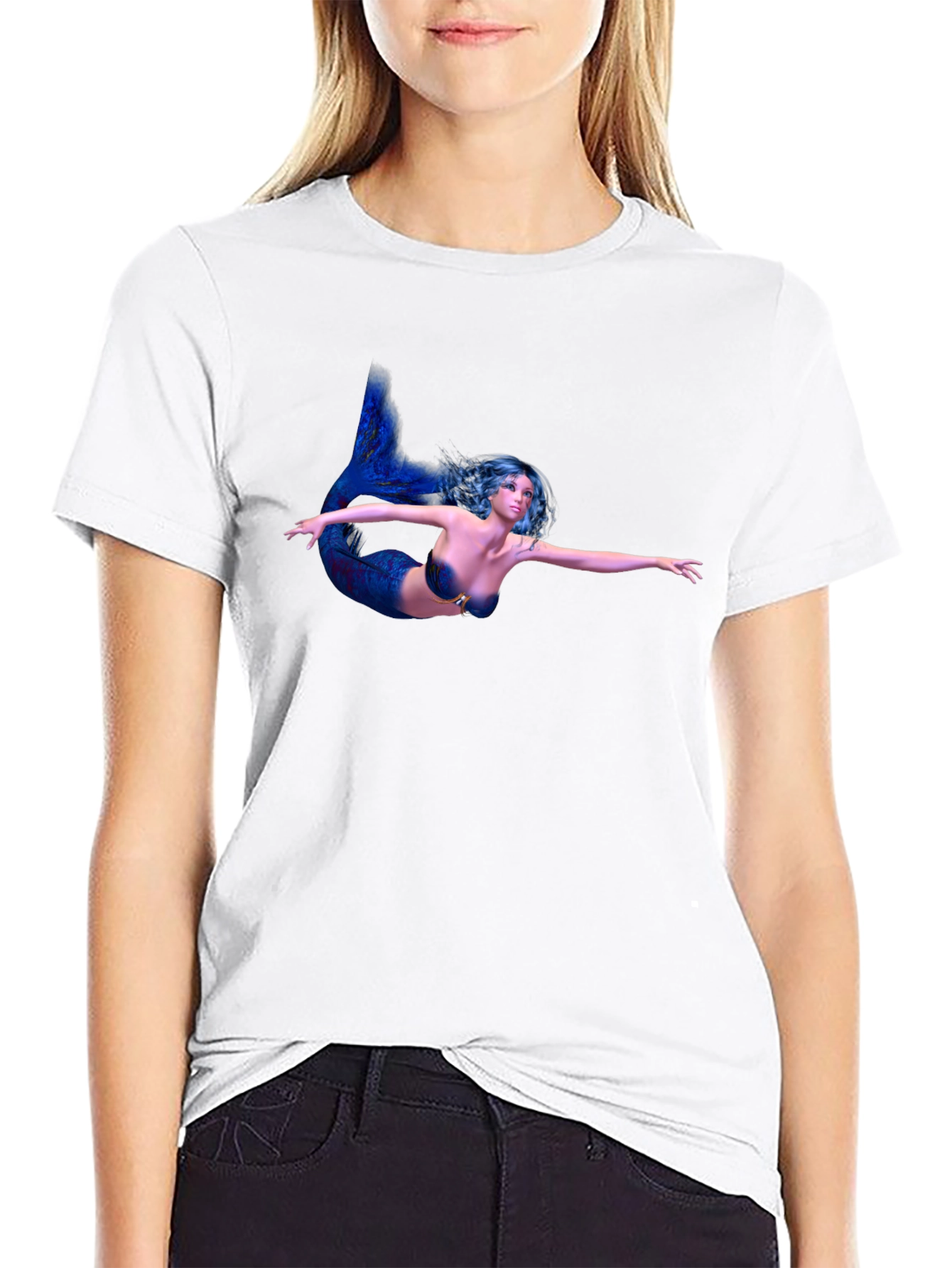 Mermaid Graphic Black T-Shirt